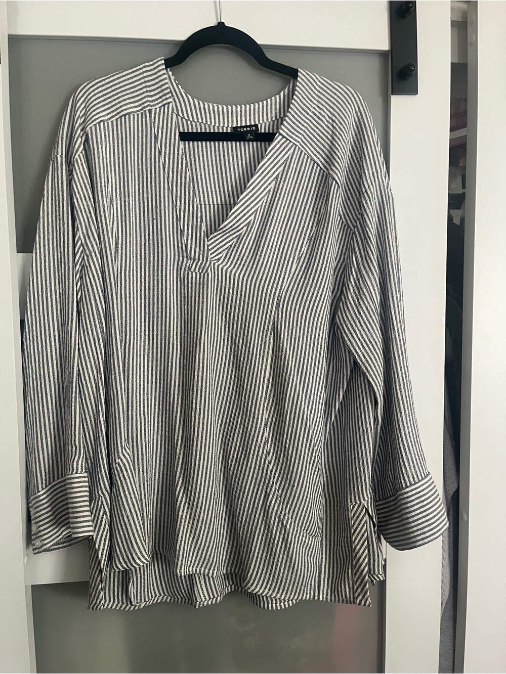 torrid Striped Shirt in White & Blue